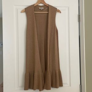 NWOT Sleeveless Ruffled Cardigan, Size Small